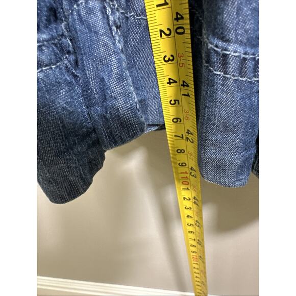 Soft Surroundings Midi Dress L Blue Take A‎ Twirl Chambray V-Neck A Line Y2K - Picture 9 of 9